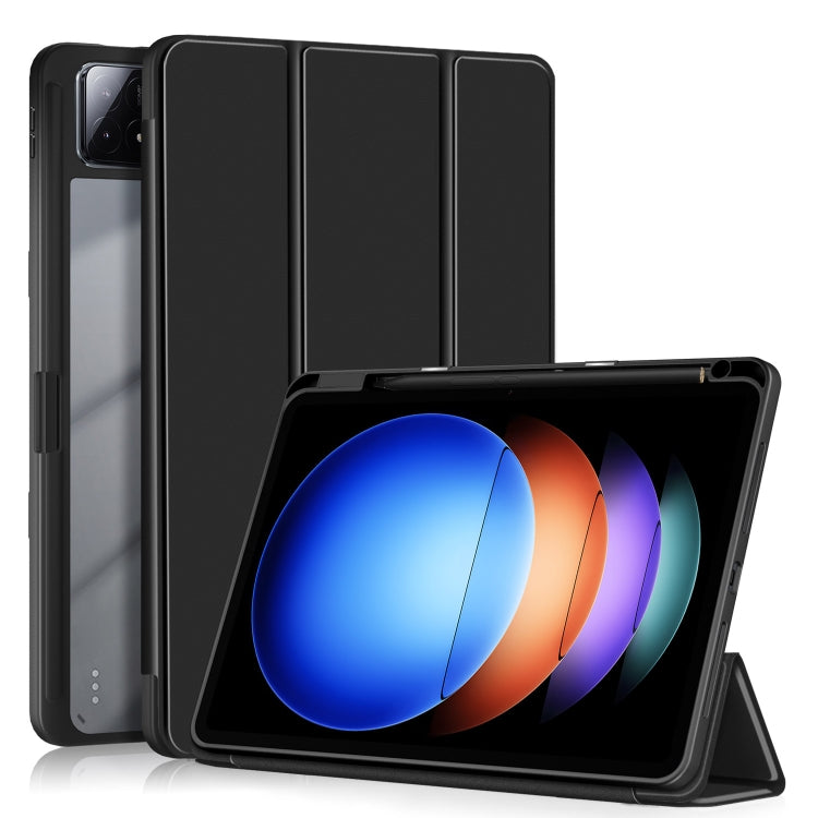 For Xiaomi Pad 6S Pro 12.4 Acrylic 3-Fold Solid Color Smart Leather Tablet Case(Black) - More Tablet Cases by PMC TechLife | Online Shopping South Africa | PMC TechLife