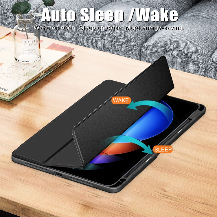 For Xiaomi Pad 6S Pro 12.4 Acrylic 3-Fold Solid Color Smart Leather Tablet Case(Black) - More Tablet Cases by PMC TechLife | Online Shopping South Africa | PMC TechLife