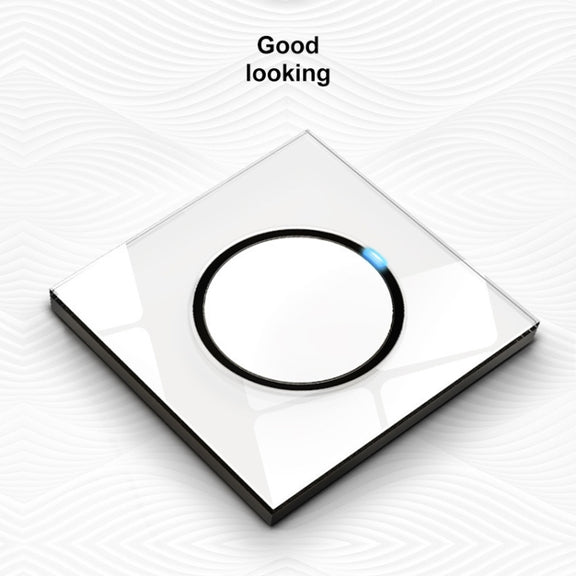 86mm Round LED Tempered Glass Switch Panel, White Round Glass, Style:Two Open Dual Control