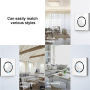86mm Round LED Tempered Glass Switch Panel, White Round Glass, Style:Three Billing Control