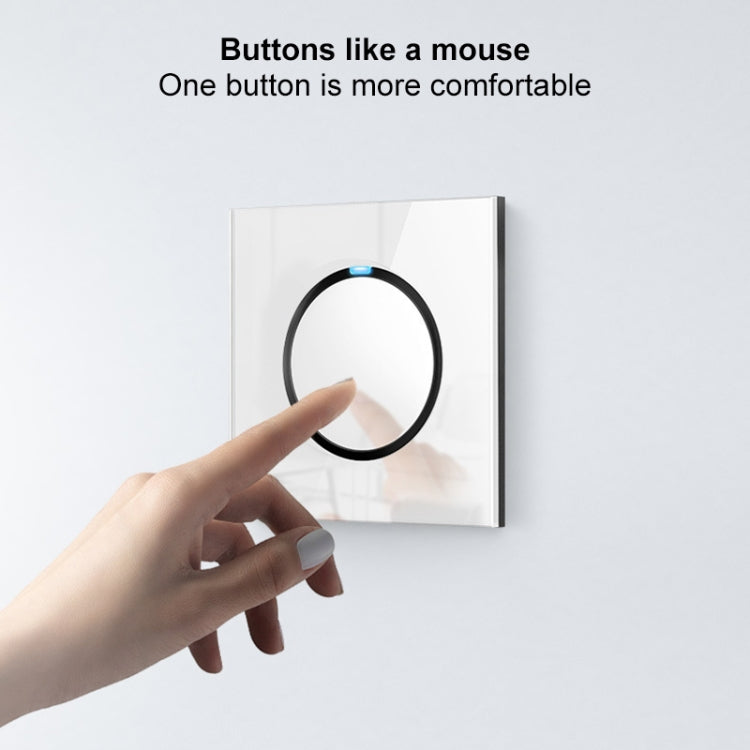 86mm Round LED Tempered Glass Switch Panel, White Round Glass, Style:TV-Computer Socket