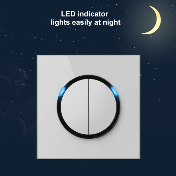 86mm Round LED Tempered Glass Switch Panel, White Round Glass, Style:Telephone-Computer Socket