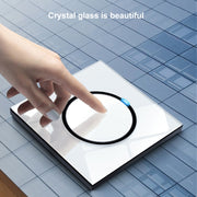 86mm Round LED Tempered Glass Switch Panel, White Round Glass, Style:Dual Computer Socket