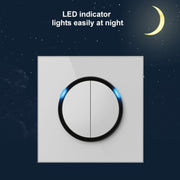 86mm Round LED Tempered Glass Switch Panel, White Round Glass, Style:Dual Computer Socket