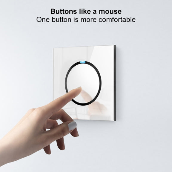 86mm Round LED Tempered Glass Switch Panel, White Round Glass, Style:Computer Socket