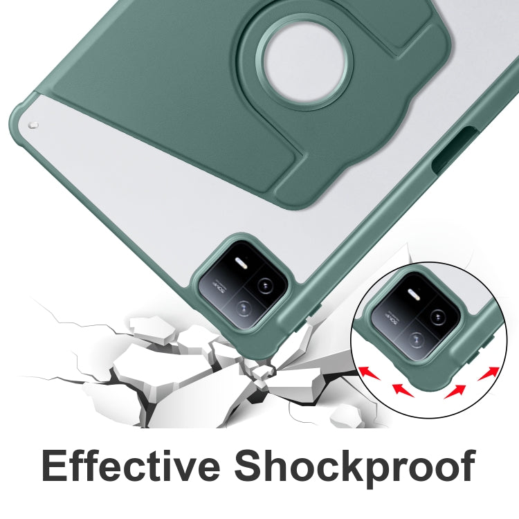 For Xiaomi Pad 6 Pro / Pad 6 Acrylic 360 Degree Rotation Holder Tablet Leather Case(Dark Green) - More Tablet Cases by PMC TechLife | Online Shopping South Africa | PMC TechLife