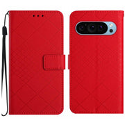 For Google Pixel 9 Pro Rhombic Grid Texture Leather Phone Case(Red)