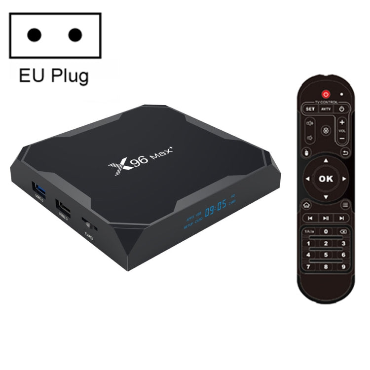 X96 max+ 4K Smart TV Box with Remote Control, Android 9.0, Amlogic S905X3 Quad-Core Cortex-A55,2GB+16GB, Support LAN, AV, 2.4G/5G WiFi, USBx2,TF Card, EU Plug - Amlogic S905 by PMC TechLife | Online Shopping South Africa | PMC TechLife | Buy Now Pay Later Mobicred