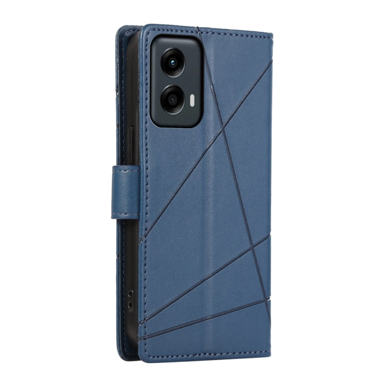 For Motorola Moto G Stylus 5G 2024 PU Genuine Leather Texture Embossed Line Phone Case(Blue) - Motorola Cases by PMC Jewellery | Online Shopping South Africa | PMC Jewellery | Buy Now Pay Later Mobicred
