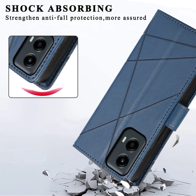 For Motorola Moto G Stylus 5G 2024 PU Genuine Leather Texture Embossed Line Phone Case(Blue)