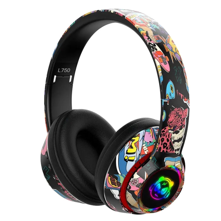 L750 3 in 1 RGB Graffiti Pattern Wireless Gaming Noise Reduction Headset(Black) - Headset & Headphone by PMC TechLife | Online Shopping South Africa | PMC TechLife | Buy Now Pay Later Mobicred