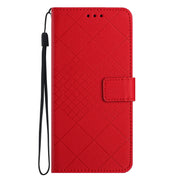 For Motorola Moto G Play 4G 2024 Rhombic Grid Texture Leather Phone Case(Red)