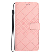 For Motorola Moto G Play 4G 2024 Rhombic Grid Texture Leather Phone Case(Pink)