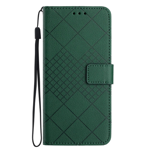 For Motorola Moto G Power 5G 2024 Rhombic Grid Texture Leather Phone Case(Green)