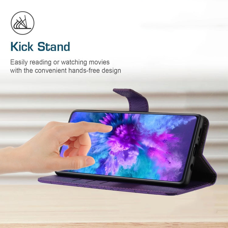 For Motorola Moto G Stylus 5G 2024 Rhombic Grid Texture Leather Phone Case(Purple)
