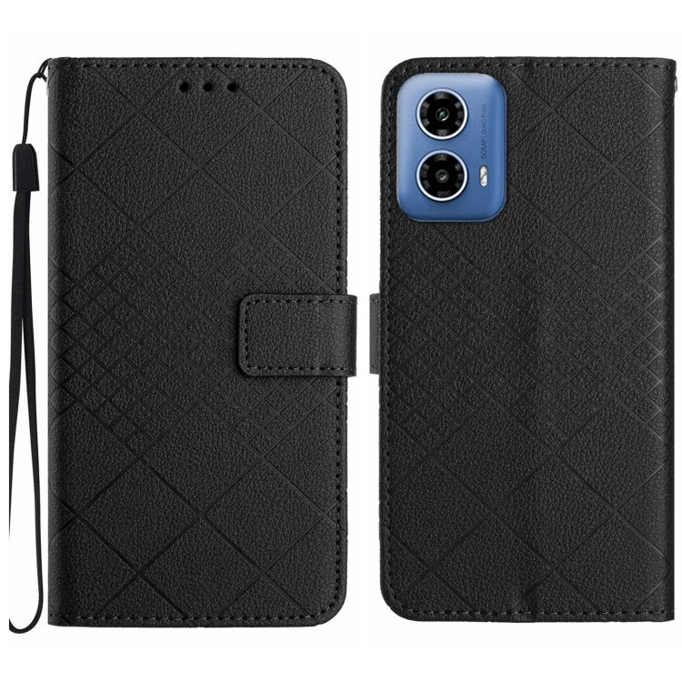 For Motorola Moto G Stylus 5G 2024 Rhombic Grid Texture Leather Phone Case(Black) - Motorola Cases by PMC Jewellery | Online Shopping South Africa | PMC Jewellery | Buy Now Pay Later Mobicred