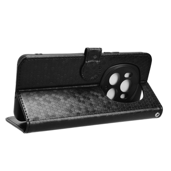 For Honor Magic6 Pro Honeycomb Dot Texture Leather Phone Case(Black)