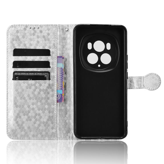 For Honor Magic6 Pro Honeycomb Dot Texture Leather Phone Case(Silver)