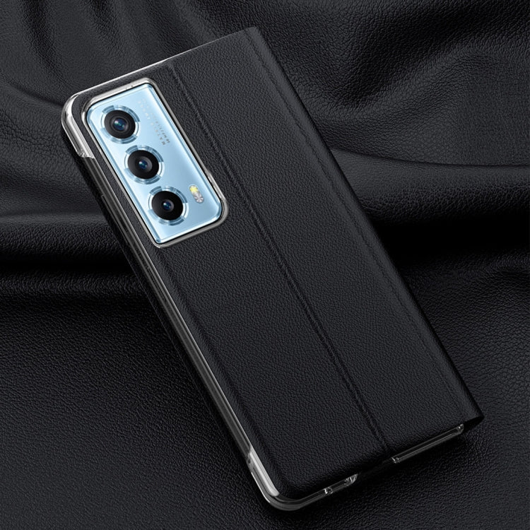 For Honor Magic Vs2 Attraction Flip Holder Side Window Smart Leather Phone Case(Black) - Honor Cases by PMC TechLife | Online Shopping South Africa | PMC TechLife | Buy Now Pay Later Mobicred