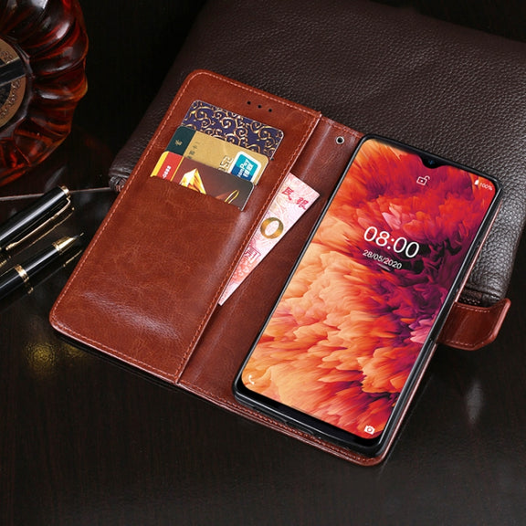 For Ulefone Note 8P idewei Crazy Horse Texture Horizontal Flip Leather Case with Holder & Card Slots & Wallet(Red)