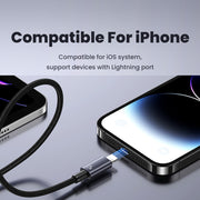 USAMS US-SJ667 USB To 8 Pin 2.4A Fast Charge Data Cable, Length: 1.2m(Black)