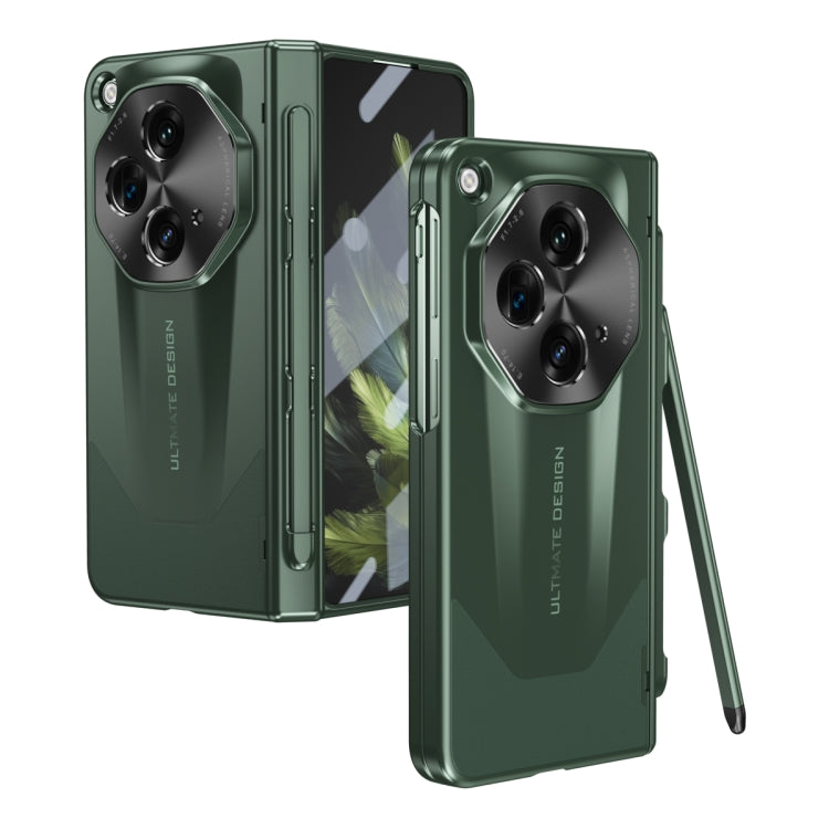 For OPPO Find N3 / OnePlus Open Integrated Frosted Electroplating Full Coverage Phone Case with Pen/Pen Slots(Green) - OnePlus Cases by PMC TechLife | Online Shopping South Africa | PMC TechLife | Buy Now Pay Later Mobicred
