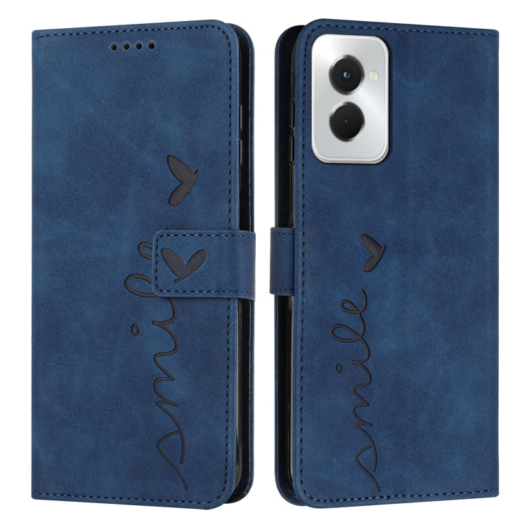 For Motorola Moto G Power 5G 2024 Skin Feel Heart Embossed Leather Phone Case with Long Lanyard(Blue) - Motorola Cases by PMC Jewellery | Online Shopping South Africa | PMC Jewellery | Buy Now Pay Later Mobicred