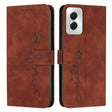 For Motorola Moto G Power 5G 2024 Skin Feel Heart Embossed Leather Phone Case with Long Lanyard(Brown) - Motorola Cases by PMC Jewellery | Online Shopping South Africa | PMC Jewellery | Buy Now Pay Later Mobicred