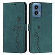 For Motorola Moto G Play 5G 2024 / G 5G 2024 Skin Feel Heart Embossed Leather Phone Case with Long Lanyard(Green) - Motorola Cases by PMC Jewellery | Online Shopping South Africa | PMC Jewellery | Buy Now Pay Later Mobicred