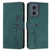 For Motorola Edge 5G 2024 Skin Feel Heart Embossed Leather Phone Case with Long Lanyard(Green)