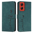 For Motorola Moto G Stylus 5G 2024 Skin Feel Heart Embossed Leather Phone Case with Long Lanyard(Green) - Motorola Cases by PMC Jewellery | Online Shopping South Africa | PMC Jewellery | Buy Now Pay Later Mobicred