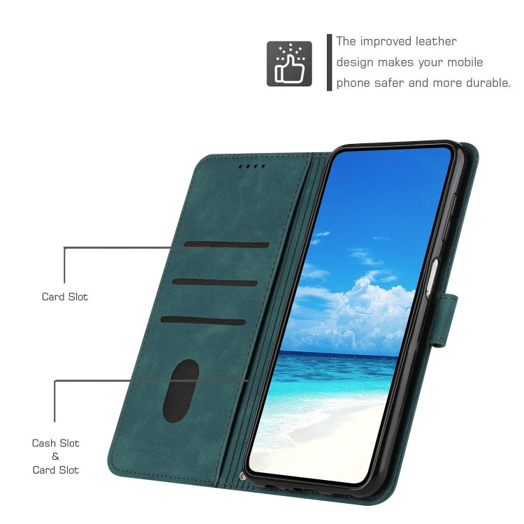 For Motorola Moto G Stylus 5G 2024 Skin Feel Heart Embossed Leather Phone Case with Long Lanyard(Green) - Motorola Cases by PMC Jewellery | Online Shopping South Africa | PMC Jewellery | Buy Now Pay Later Mobicred