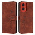For Motorola Moto G Stylus 5G 2024 Skin Feel Heart Embossed Leather Phone Case with Long Lanyard(Brown) - Motorola Cases by PMC Jewellery | Online Shopping South Africa | PMC Jewellery | Buy Now Pay Later Mobicred