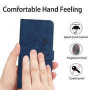 For OPPO Reno11 Pro Global Skin Feel Heart Embossed Leather Phone Case with Long Lanyard(Blue)