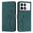 For Xiaomi Redmi K70 / K70 Pro Skin Feel Heart Embossed Leather Phone Case with Long Lanyard(Green) - Xiaomi Cases by PMC Jewellery | Online Shopping South Africa | PMC Jewellery | Buy Now Pay Later Mobicred