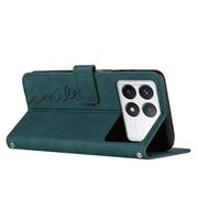 For Xiaomi Redmi K70 / K70 Pro Skin Feel Heart Embossed Leather Phone Case with Long Lanyard(Green)
