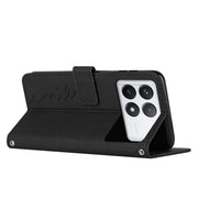 For Xiaomi Redmi K70 / K70 Pro Skin Feel Heart Embossed Leather Phone Case with Long Lanyard(Black)