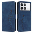 For Xiaomi Redmi K70 / K70 Pro Skin Feel Heart Embossed Leather Phone Case with Long Lanyard(Blue) - Xiaomi Cases by PMC Jewellery | Online Shopping South Africa | PMC Jewellery | Buy Now Pay Later Mobicred