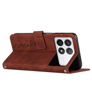 For Xiaomi Redmi K70 / K70 Pro Skin Feel Heart Embossed Leather Phone Case with Long Lanyard(Brown)