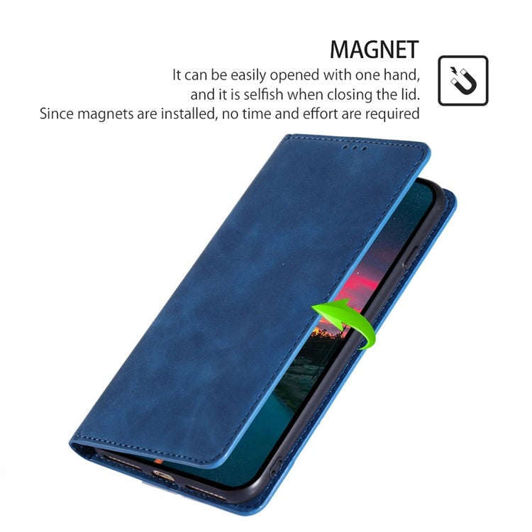 For Motorola Moto G Play 4G 2024 Skin Feel Magnetic Leather Phone Case(Blue)