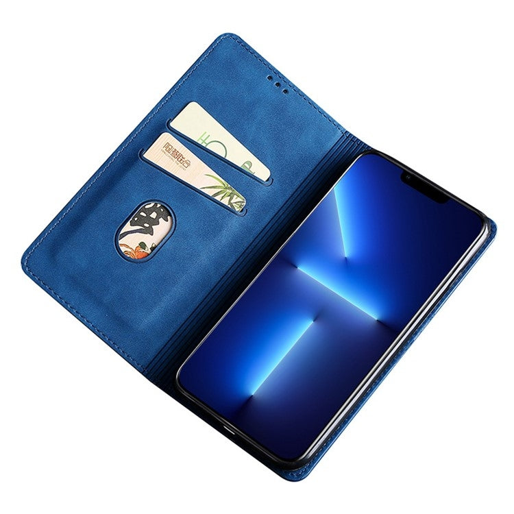 For Motorola Moto G Play 4G 2024 Skin Feel Magnetic Leather Phone Case(Blue)