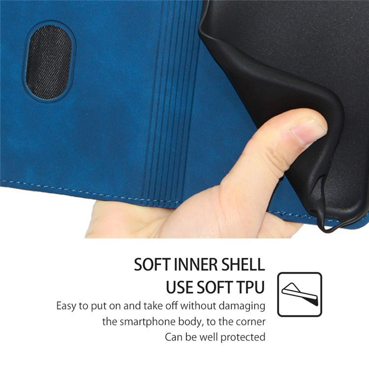 For Motorola Moto G Play 4G 2024 Skin Feel Magnetic Leather Phone Case(Blue)