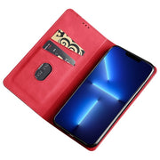 For Motorola Moto G Play 4G 2024 Skin Feel Magnetic Leather Phone Case(Red)
