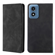 For Motorola Moto G Play 4G 2024 Skin Feel Magnetic Leather Phone Case(Black)