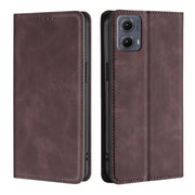 For Motorola Edge 5G 2024 Skin Feel Magnetic Leather Phone Case(Dark Brown)