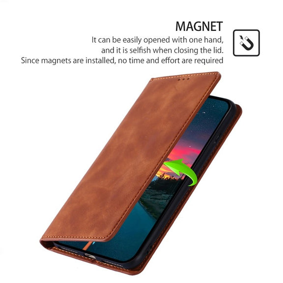 For Motorola Edge 5G 2024 Skin Feel Magnetic Leather Phone Case(Light Brown)