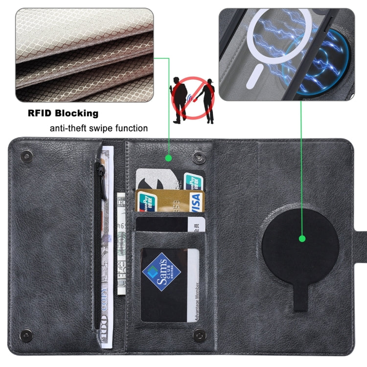 For iPhone 14 Pro Max ViLi GV Series MagSafe Magnetic Zipper Leather Phone Case(Black)