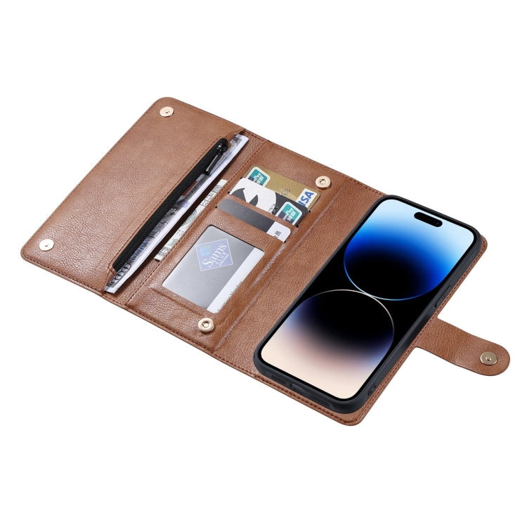 For iPhone 14 Pro Max ViLi GV Series MagSafe Magnetic Zipper Leather Phone Case(Brown) - free shipping - PMC Jewellery - Order now!