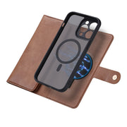 For iPhone 15 Pro Max ViLi GV Series MagSafe Magnetic Zipper Leather Phone Case(Brown)