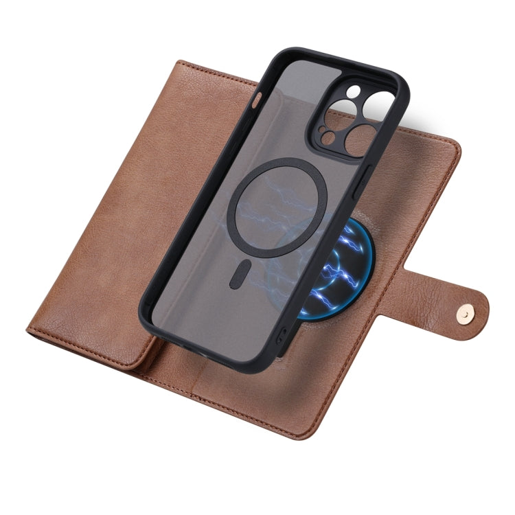 For iPhone 15 Pro ViLi GV Series MagSafe Magnetic Zipper Leather Phone Case(Brown)